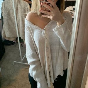 Women’s distressed button up top